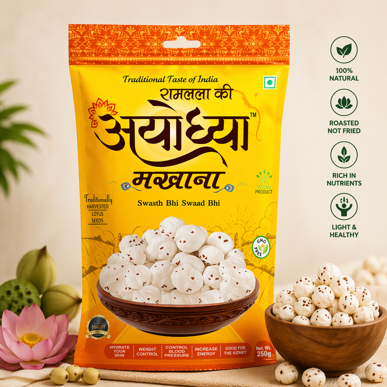 Ram Lalla Ki Ayodhya Makhana – Pure Raw Foxnuts (250g)